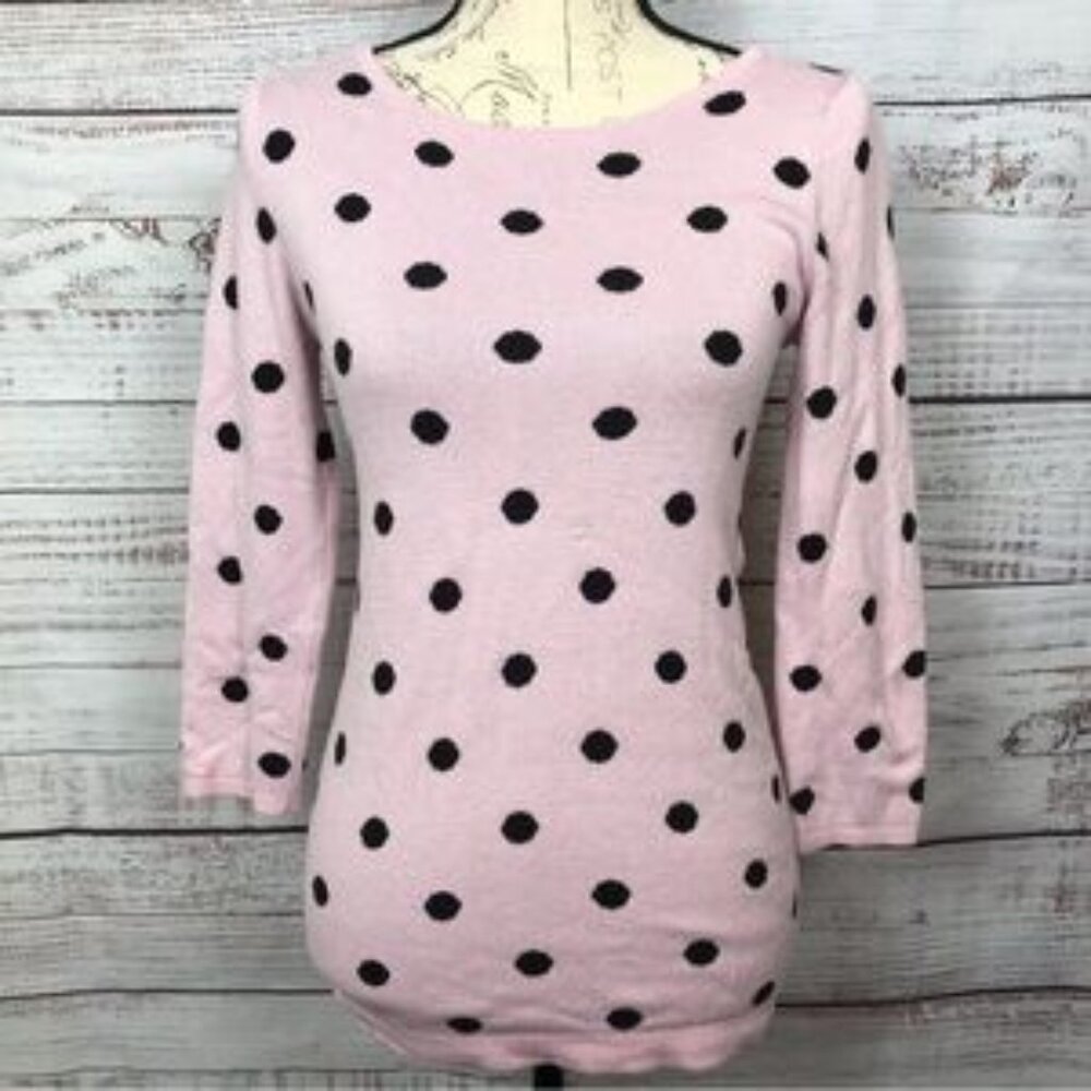 La Bella Forte Polka Dot pink scoop half sleeve size small petite (SP) sweater